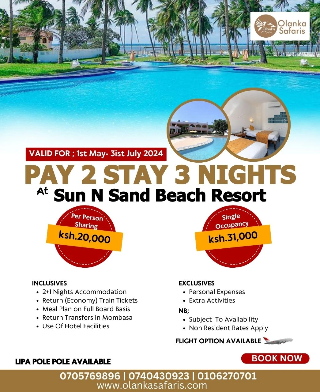 Enjoy one night free stay in Mombasa